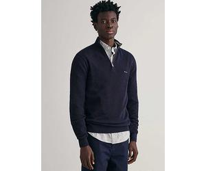 Gant Knitted Zip Collar Jumper Dark Blue