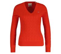 GANT Ladies Cable-Strickpullover - Stretch Cotton Cable V-Neck,Cable Knit