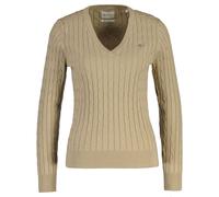 GANT Ladies Cable-Strickpullover - Stretch Cotton Cable V-Neck,Cable Knit