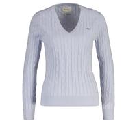 GANT Ladies Cable-Strickpullover - Stretch Cotton Cable V-Neck,Cable Knit