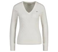 GANT Ladies Cable-Strickpullover - Stretch Cotton Cable V-Neck,Cable Knit