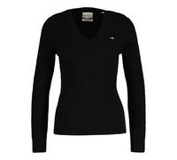 GANT Ladies Cable-Strickpullover - Stretch Cotton Cable V-Neck,Cable Knit