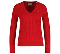 GANT Ladies Cable-Strickpullover - Stretch Cotton Cable V-Neck,Cable Knit