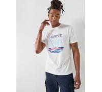 GANT Large Sailing Graphic T-Shirt, Off White, Size S, Men Off White
