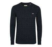 Gant Logo-embroidered Cable-knit Cotton Jumper - Navy - S