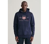 GANT Logo Overhead Hoodie, Navy, Size S, Men Navy