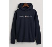 Gant Logo Print Hoodie Navy