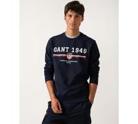 GANT Mens 1949 Graphic Crew Neck Sweatshirt - 433 Evening Blue - 433 Evening Blue - XL