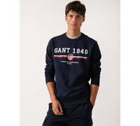 Gant Mens 1949 Graphic Crew Neck Sweatshirt in Navy Cotton - Size Large