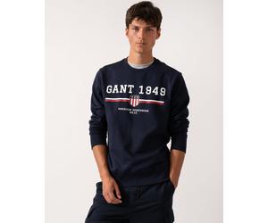 Gant Mens 1949 Graphic Crew Neck Sweatshirt in Navy Cotton - Size Large