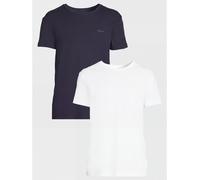 GANT Mens 2 Pack Cotton Crew Neck Slim Fit T-Shirts, Navy/White, Size 2Xl, Men Navy/White