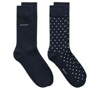 GANT Mens 2 Pack Dot & Solid Socks Marine Navy (UK, Numeric, 6, 8, Regular, Regular, Marine)