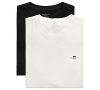 GANT Men's 2-Pack Lounge T-Shirts with Crew Neck, Black, Black/White, XXL