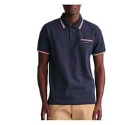 GANT Men's 3-COL Tipping Solid SS Pique Polo Shirt, Evening Blue, Standard, Evening Blue, M