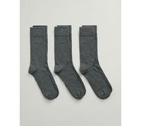 GANT Mens 3 Pack Soft Cotton Socks Charcoal Melange - 40-42