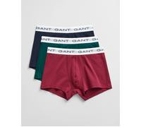 GANT Men's 3-Pack White Waistband Boxer Trunks, Burgundy/Green/Navy - Red - Size: 35/34/32