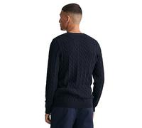 GANT Mens Cotton Cable Knit Crew Neck Jumper - 433 Evening Blue - 433 Evening Blue - XXXL