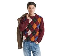 GANT Men's Argyle C-Neck Pullover Sweater, Winter Wine, L