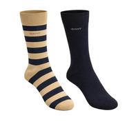 GANT Mens Barstripe & Solid Socks 2 Pack (UK, Numeric, 9, 11, Regular, Regular, Dark Khaki)