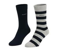 GANT Mens Barstripe & Solid Socks 2 Pack (UK, Numeric, 9, 11, Regular, Regular, Light Grey Melange)