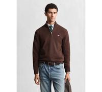 GANT Mens Brown Melange Casual Cotton Half Zip Sweatshirt
