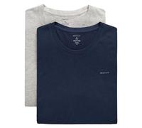 GANT Men's C-Neck T-Shirt 2-Pack, Light Grey Mel/Navy, S