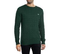 GANT Mens Cable Crew Neck Tartan Green Sweater Green XL