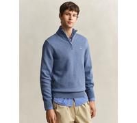 GANT Mens Casual Cotton Half Zip Jumper - 906 Denim Blue Melange