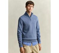 GANT Mens Casual Cotton Half Zip Jumper - 906 Denim Blue Melange - 906 Denim Blue Melange - M