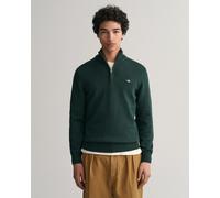 GANT Casual Cotton Half Zip Top, Tartan Green - Medium