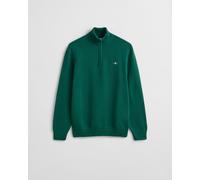 Gant Mens Casual Cotton Half Zip Jumper Zip in Dark Green - Size Large