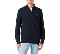 GANT Men's Cotton Pique Half Zip Pullover, Evening Blue, L