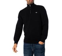 GANT Mens Casual Cotton Half Zip Sweatshirt Black, Black, 3XL