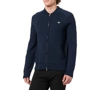GANT Men's Casual Cotton Zip Bomber Cardigan Sweater, Evening Blue, M