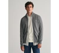 GANT Mens Casual Cotton Zip Cardigan - 92 Dark Grey Melange