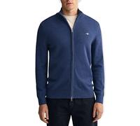 GANT Men's Casual Cotton Zip Cardigan, Dark Jeansblue Melange, L