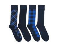 GANT Mens Check & Solid Socks 4 Pack Gift Box (UK, Numeric, 9, 11, Regular, Regular, Marine)