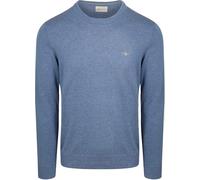 GANT Men's Classic Cotton C-Neck Pullover Sweater, Denim Blue Melange, XL