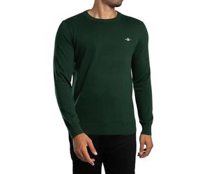 GANT Men's Classic Cotton C-Neck Pullover, Tartan Green, XXL