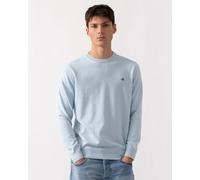 GANT Mens Classic Cotton Crew Neck Jumper - 457 Fresh Blue
