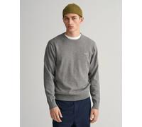 GANT Mens Classic Cotton Crew Neck Jumper - 92 Dark Grey Melange