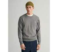 GANT Mens Classic Cotton Crew Neck Jumper - 92 Dark Grey Melange - 92 Dark Grey Melange - XL