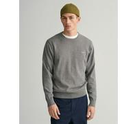 GANT Mens Classic Cotton Crew Neck Jumper - 92 Dark Grey Melange - 92 Dark Grey Melange - XXL