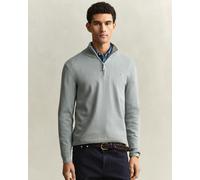 GANT Mens Classic Cotton Half Zip Jumper - 10 Ceramic Grey