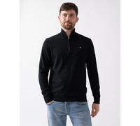 GANT Men's Classic Cotton Half Zip Pullover, Black, L
