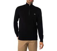 GANT Men's Classic Cotton Half Zip Pullover Sweater, Black, L