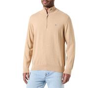 GANT Men's Classic Cotton Half Zip Pullover Sweater, Khaki Mel, L