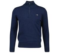 GANT Men's Classic Cotton Halfzip Sweater, Dark Denim Blue Melange, L