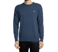 GANT Men's Classic Cotton Knit, Dark Jeans Blue Melange, L