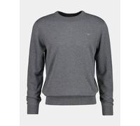 GANT Mens Classic Cotton Shield Logo Crew Neck Jumper - 92 Dark Grey Melange
